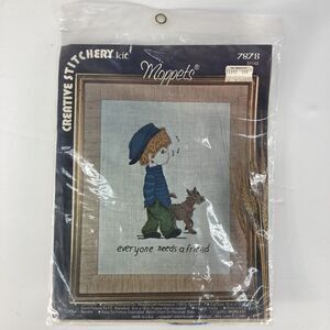 Vintage Vogart Needlepoint Kit Moppets Dog “Everyone Needs a Friend” 1974 Unused